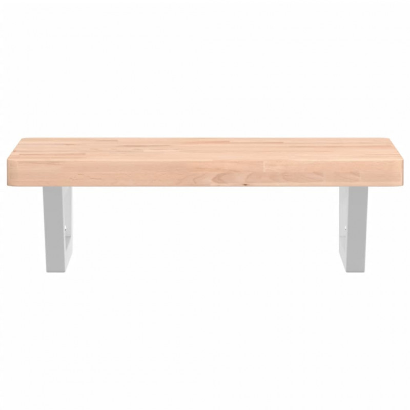 Półka ścienna pod umywalkę, stal i lite drewno bukowe