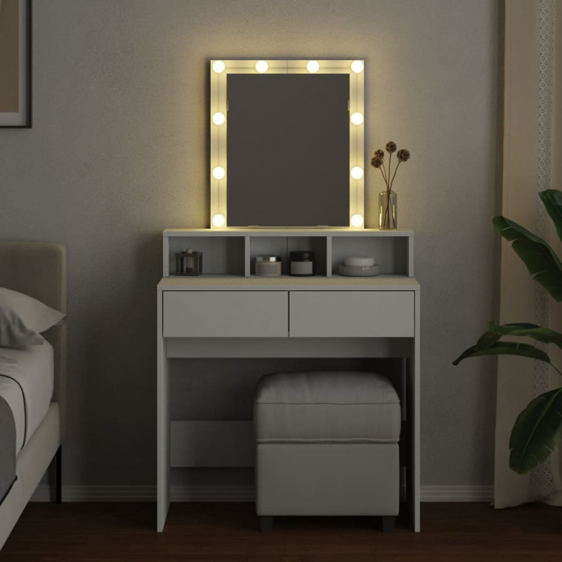 Toaletka z LED, biała, 80x41x144,5 cm