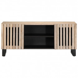 Szafka pod telewizor, biała, 105x34x46 cm, lite drewno mango