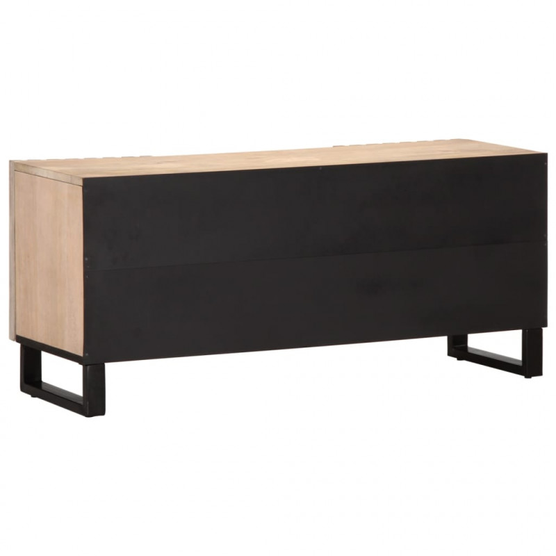 Szafka pod telewizor, biała, 105x34x46 cm, lite drewno mango