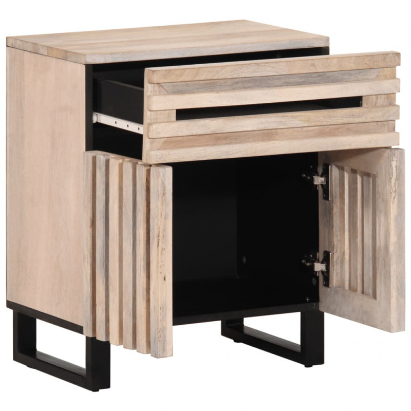 Szafka nocna, 50x34x60 cm, lite surowe drewno mango