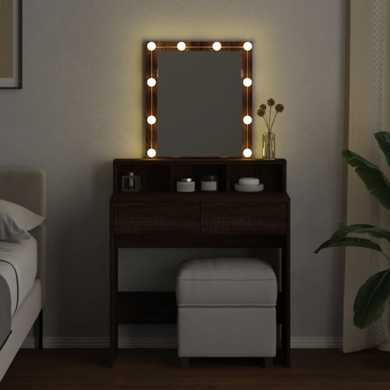 Toaletka z oświetleniem LED, brązowy dąb, 80x41x144,5 cm