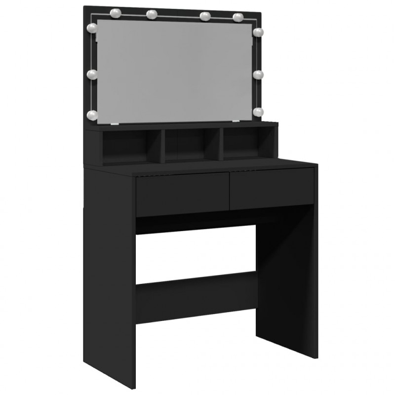 Toaletka z oświetleniem LED, czarna, 80x41x134,5 cm