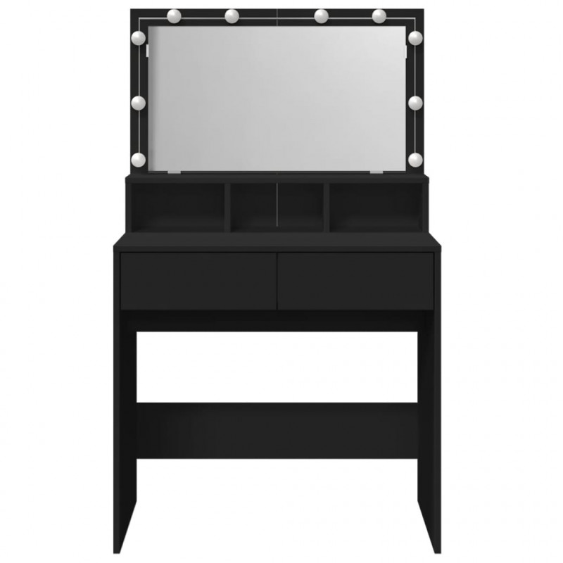 Toaletka z oświetleniem LED, czarna, 80x41x134,5 cm