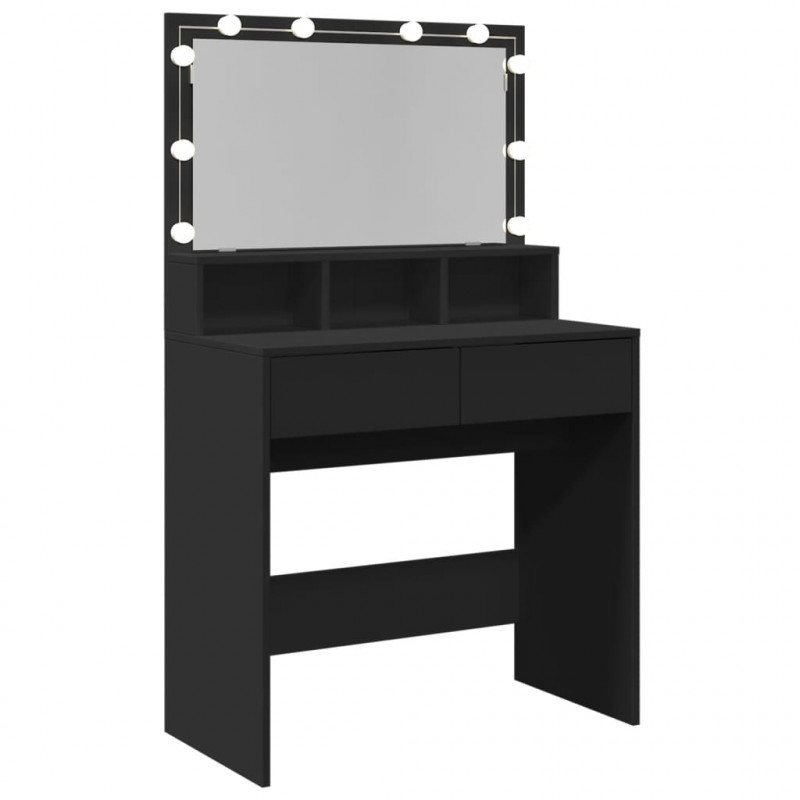 Toaletka z oświetleniem LED, czarna, 80x41x134,5 cm