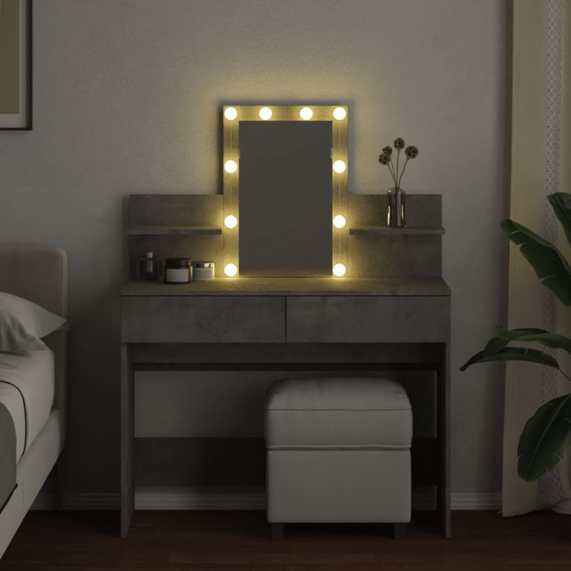 Toaletka z oświetleniem LED, szarość betonu, 100x40x130 cm