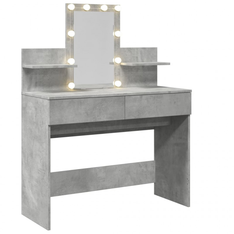 Toaletka z oświetleniem LED, szarość betonu, 100x40x130 cm