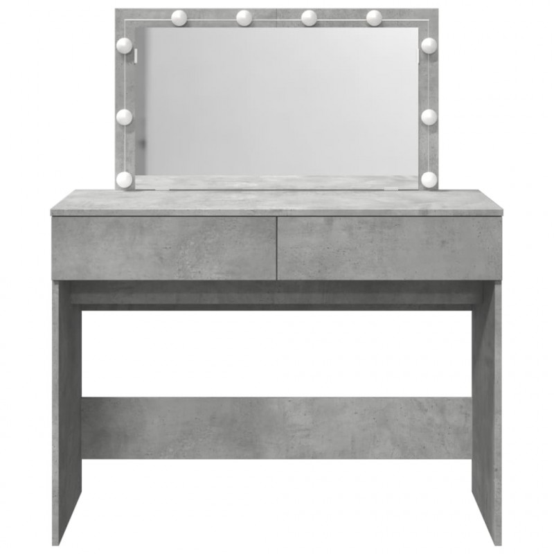 Toaletka z oświetleniem LED, szarość betonu, 100x40x120 cm