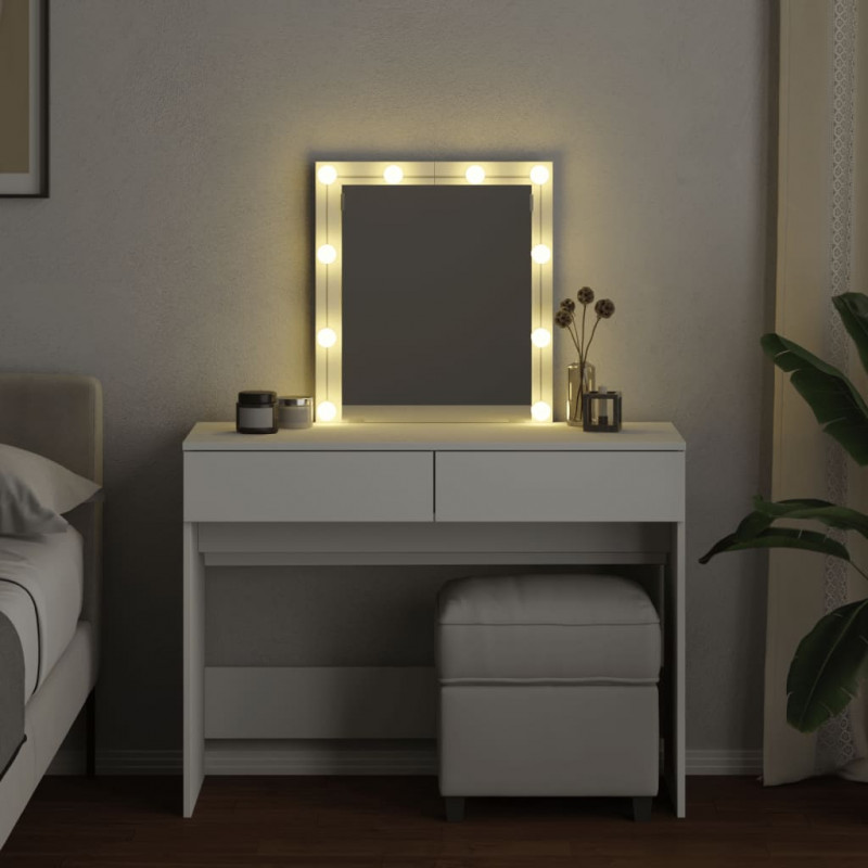 Toaletka z oświetleniem LED, biała, 100x40x130 cm