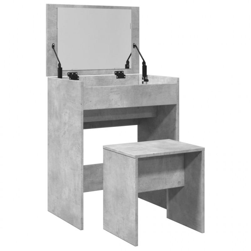 Toaletka z stołkiem, szarość betonu, 60x40x113,5 cm
