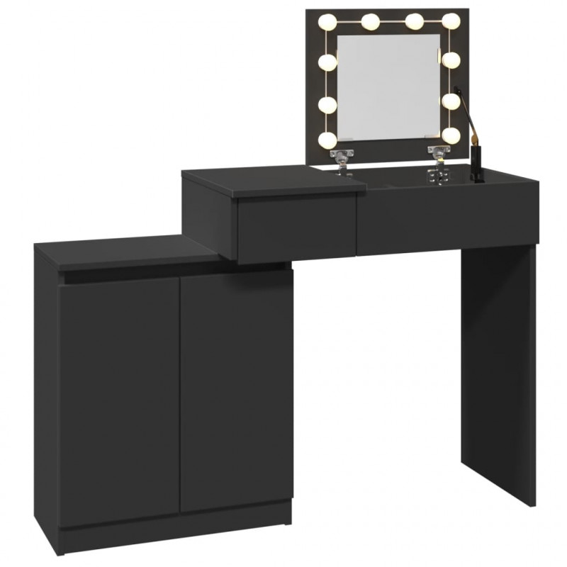 Toaletka z oświetleniem LED, czarna, 115x37x110,5 cm
