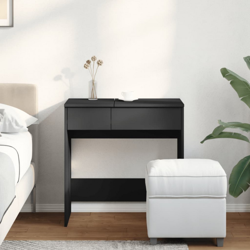 Toaletka z lustrem, czarna, 73x46,5x120 cm