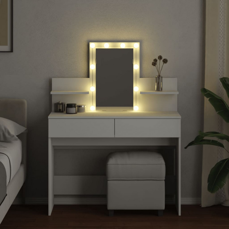 Toaletka z oświetleniem LED, biała, 100x40x130 cm
