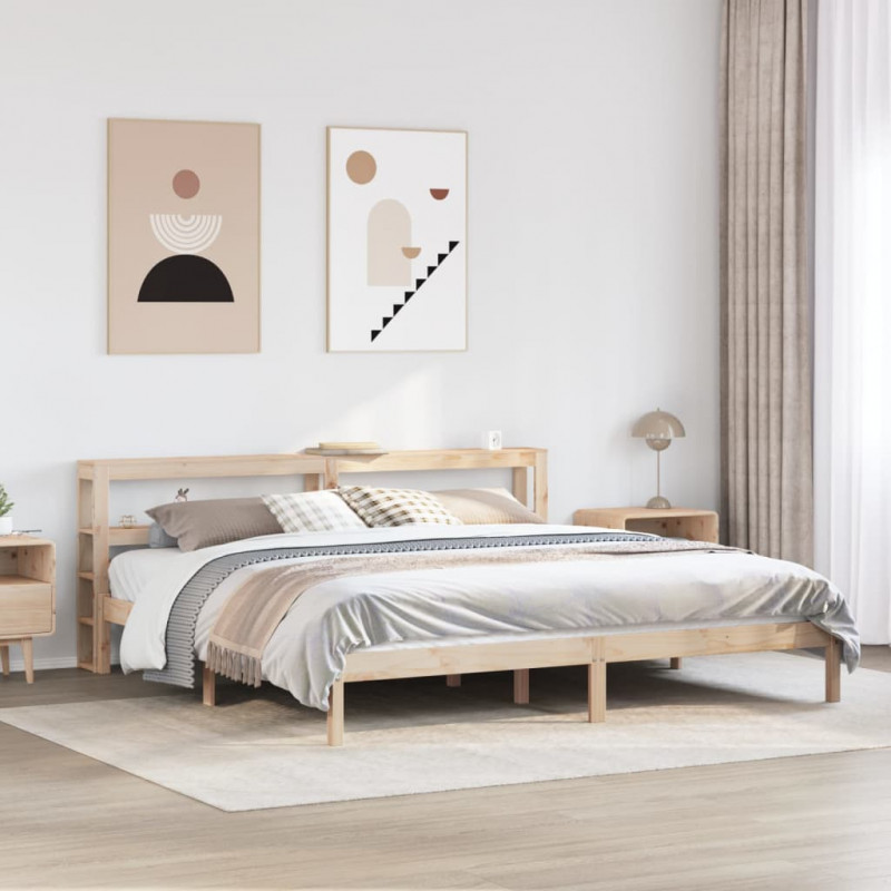 Rama łóżka bez materaca, 200x200 cm, lite drewno sosnowe