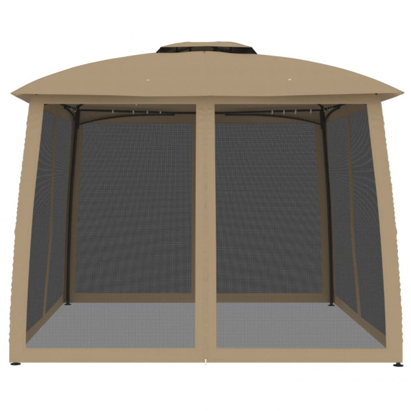 Altana z podwójnym dachem i siatką wokół, taupe, 2,93x2,93 m