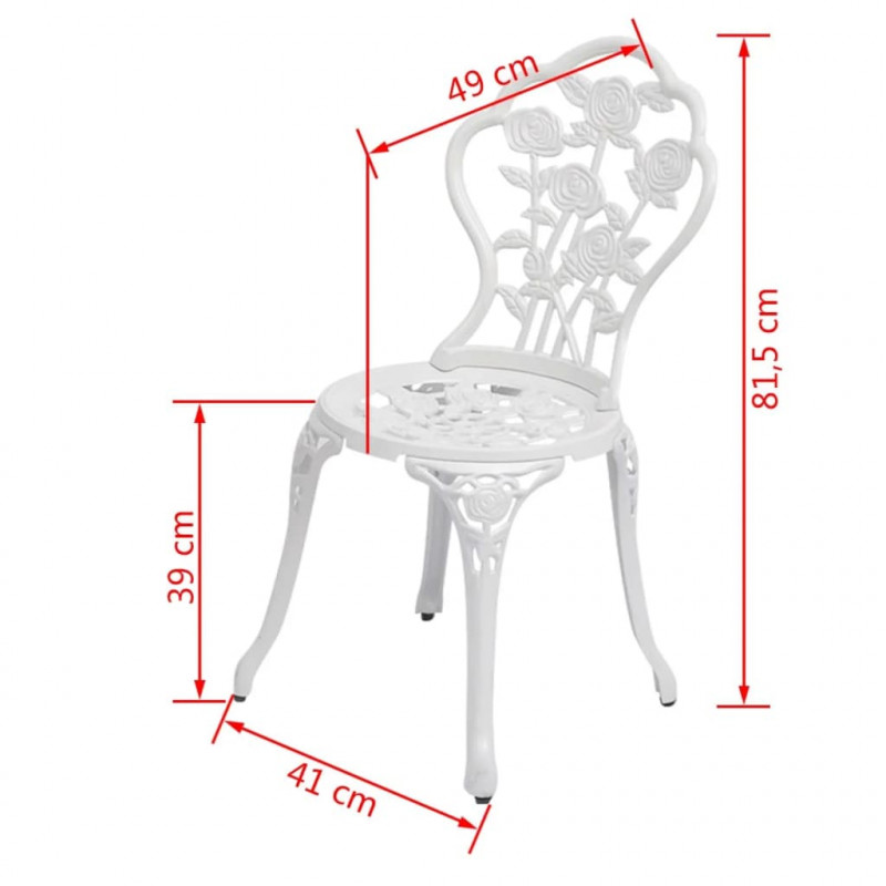 Krzesła bistro, 2 szt., odlewane aluminium, białe