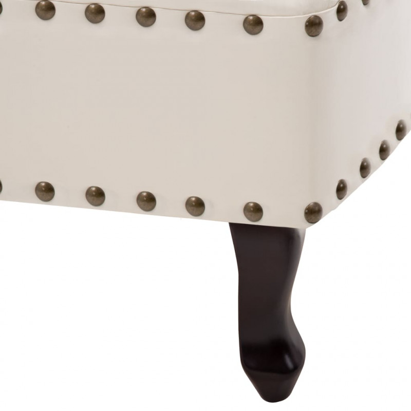 Szezlong, kremowa biel, sztuczna skóra