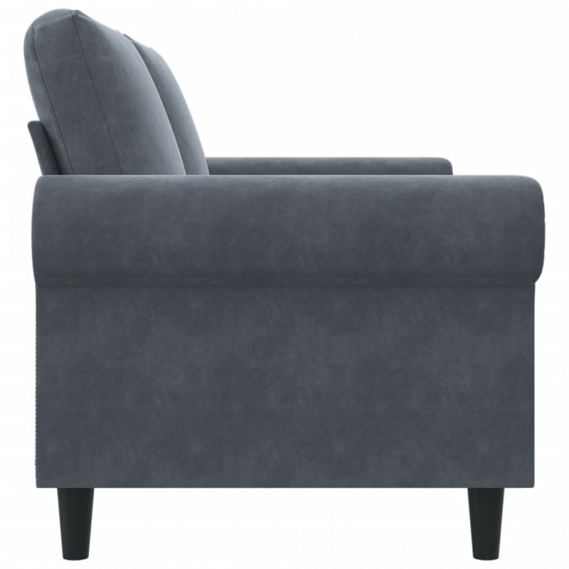 Sofa 2-osobowa, ciemnoszary, 140 cm, tapicerowana aksamitem