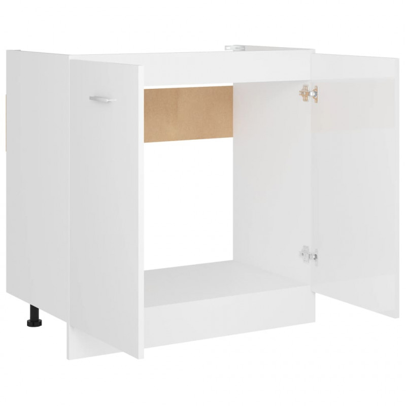 Szafka pod zlewozmywak, wysoki połysk, biała, 80x46x81,5 cm