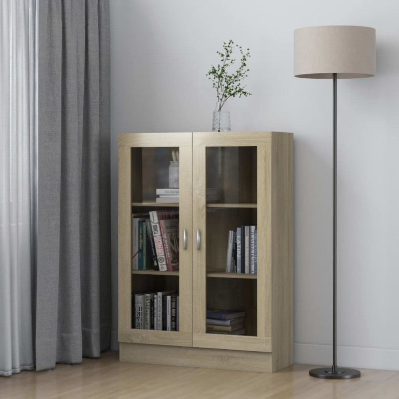 Witryna, dąb sonoma, 82,5x30,5x115 cm, materiał drewnopochodny