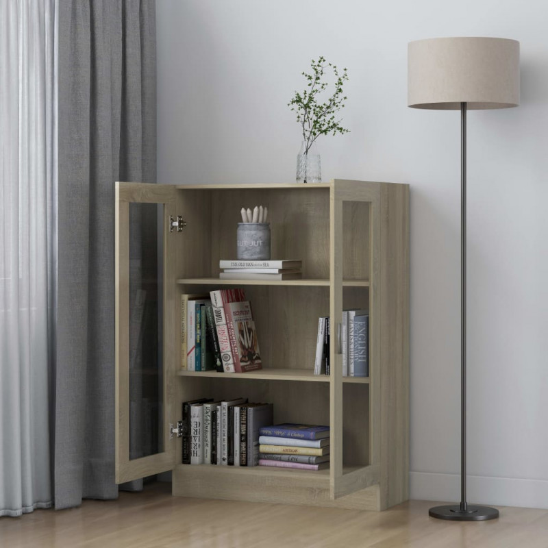 Witryna, dąb sonoma, 82,5x30,5x115 cm, materiał drewnopochodny