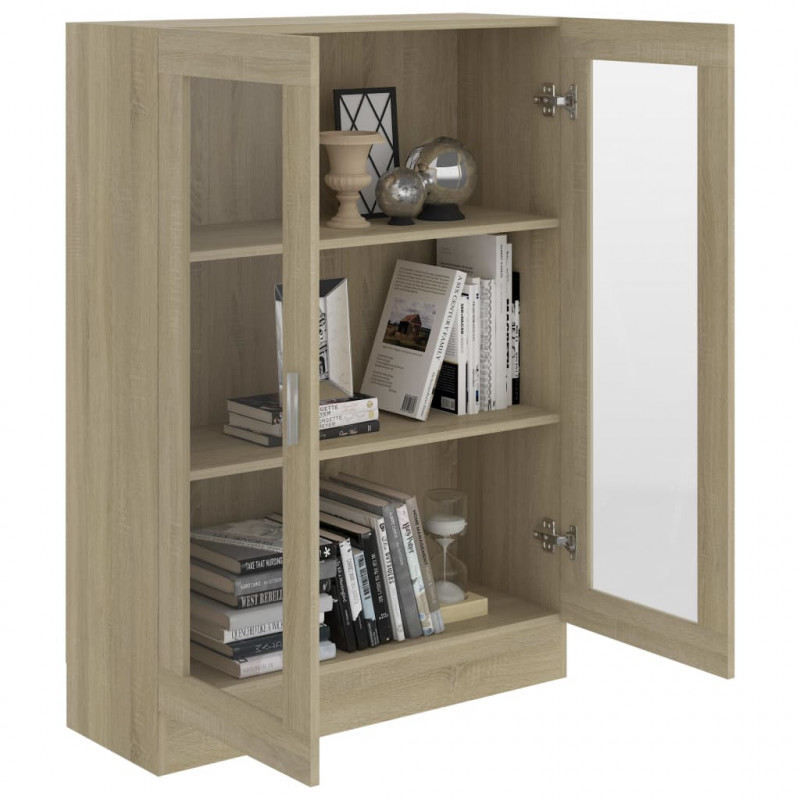 Witryna, dąb sonoma, 82,5x30,5x115 cm, materiał drewnopochodny