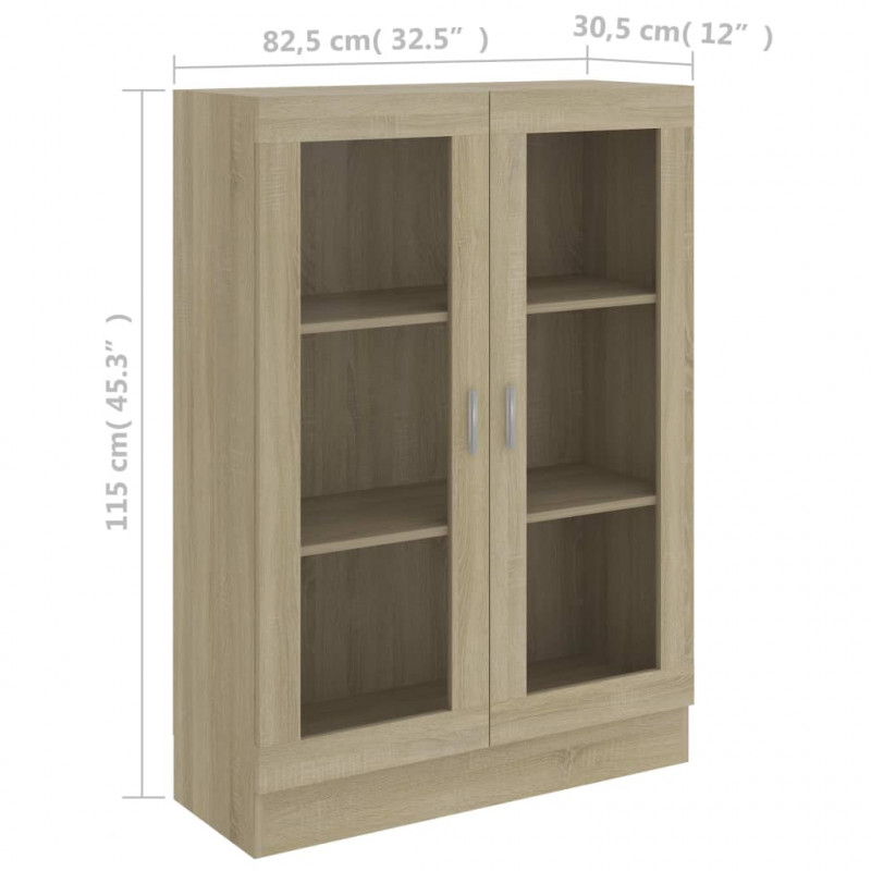 Witryna, dąb sonoma, 82,5x30,5x115 cm, materiał drewnopochodny