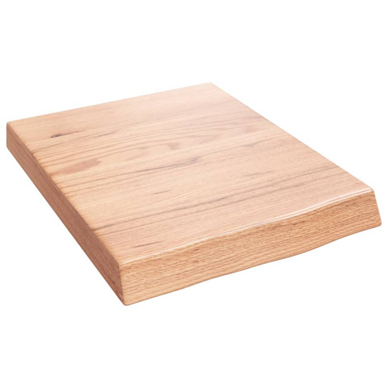 Półka, brązowa, 40x50x(2-6) cm, lakierowane lite drewno dębowe