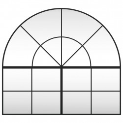 Lustro ścienne, czarne, 100x90 cm, zakończone łukiem, żelazo