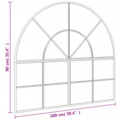 Lustro ścienne, czarne, 100x90 cm, zakończone łukiem, żelazo