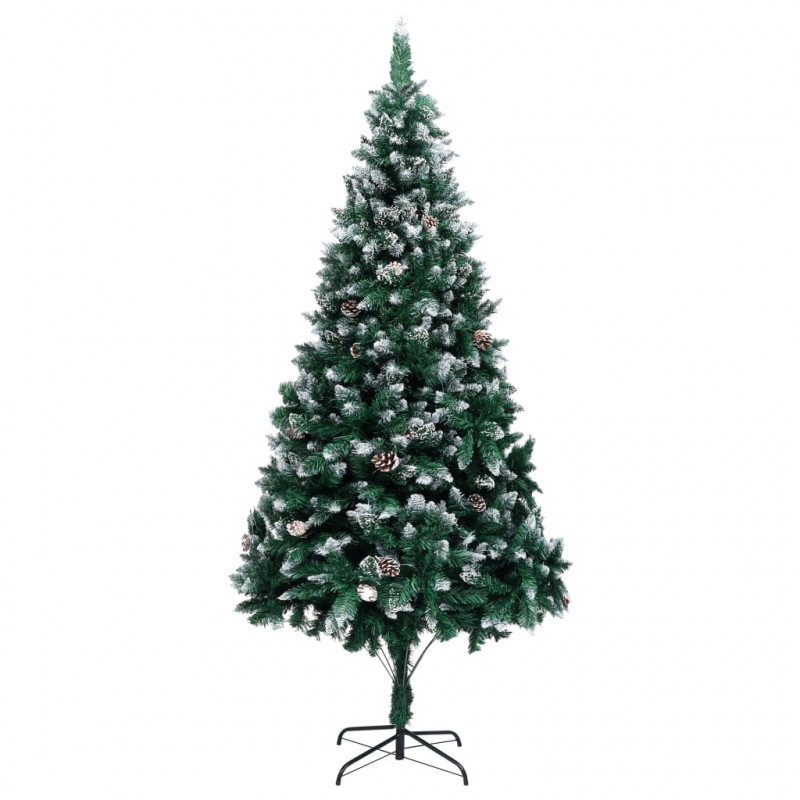 Sztuczna choinka z szyszkami i białym śniegiem, 240 cm