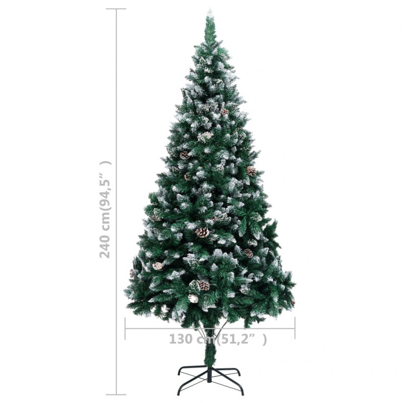 Sztuczna choinka z szyszkami i białym śniegiem, 240 cm
