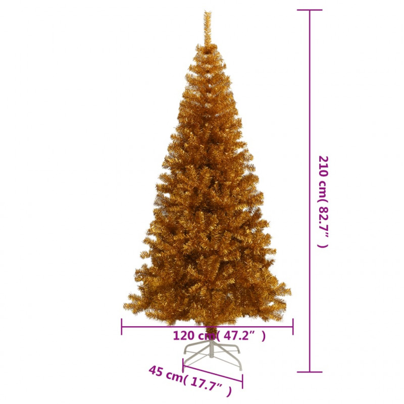 Sztuczna choinka ze stojakiem, złota, 210 cm, PET