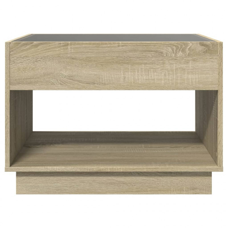 Stolik kawowy z LED Infinity, dąb sonoma, 70x50x50 cm
