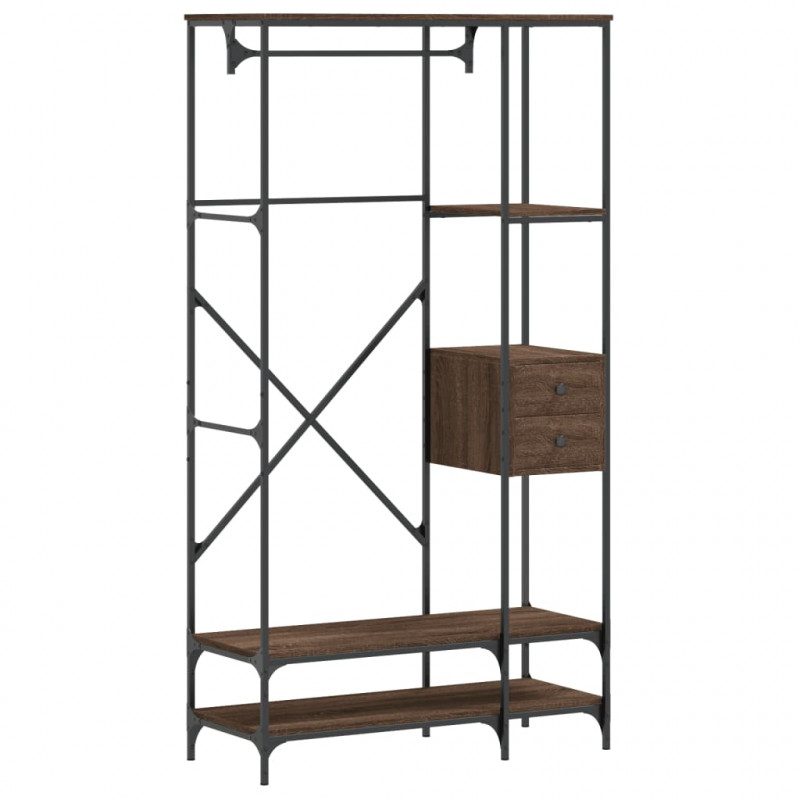 Wieszak na ubrania, z półkami, brązowy dąb