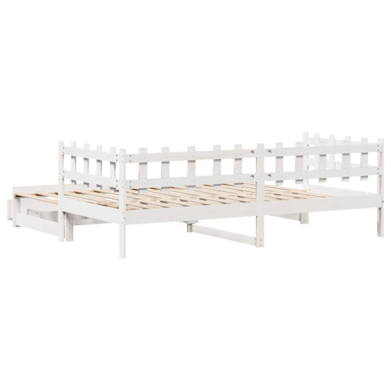 Sofa rozsuwana z szufladami, bez materaca, białe, 80x200 cm