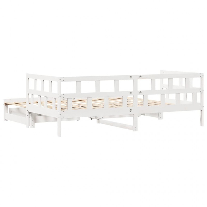 Sofa rozsuwana z szufladami, bez materaca, białe, 80x200 cm