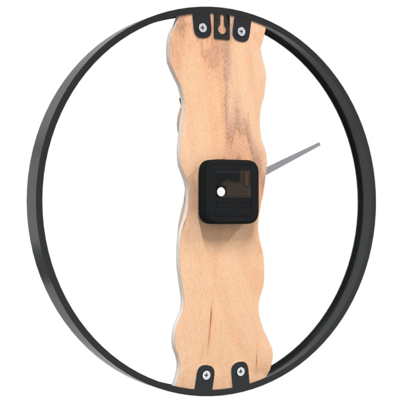 Zegar ścienny, brązowy, Ø35 cm, żelazo i drewno dębowe