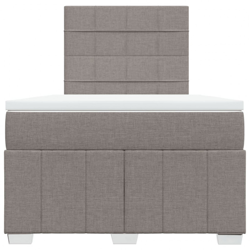 Łóżko kontynentalne z materacem, taupe, tkanina, 120x200 cm