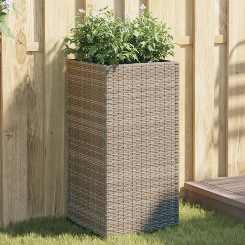 Donica ogrodowa, szara, 40x40x80 cm, rattan PE