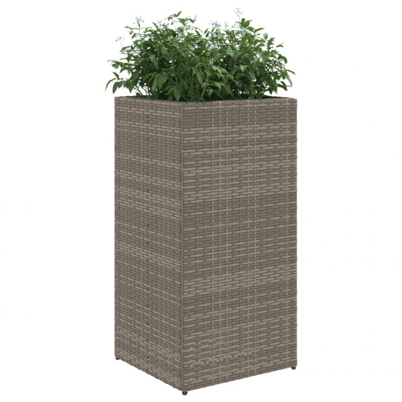 Donica ogrodowa, szara, 40x40x80 cm, rattan PE