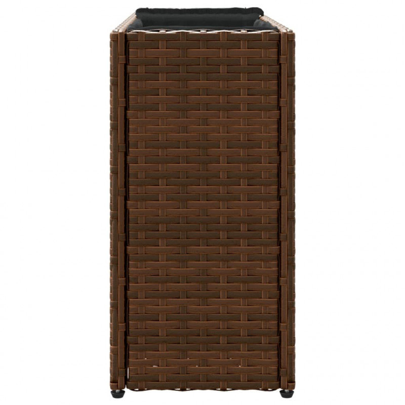 Donica ogrodowa z 2 wkładami, brązowa, 90x20x40 cm, rattan PE