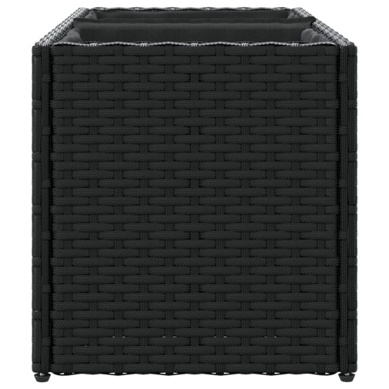 Donica ogrodowa z 2 wkładami, czarna, 72x30x32 cm, rattan PE