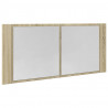 Szafka z lustrem i LED, dąb sonoma, 100x12x45 cm