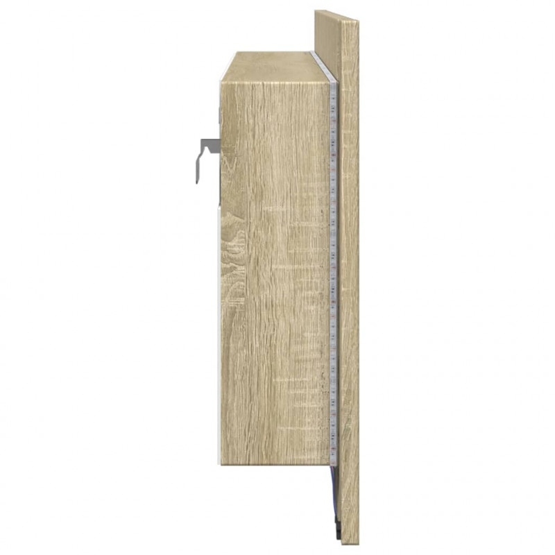 Szafka z lustrem i LED, dąb sonoma, 100x12x45 cm