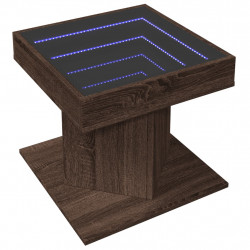 Stolik kawowy z LED, brązowy dąb, 50x50x45 cm