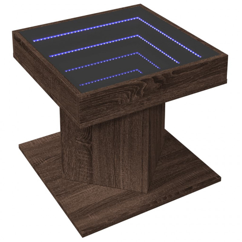 Stolik kawowy z LED, brązowy dąb, 50x50x45 cm
