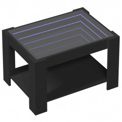 Stolik kawowy z LED czarny 73x53x45 cm, materiał drewnopochodny