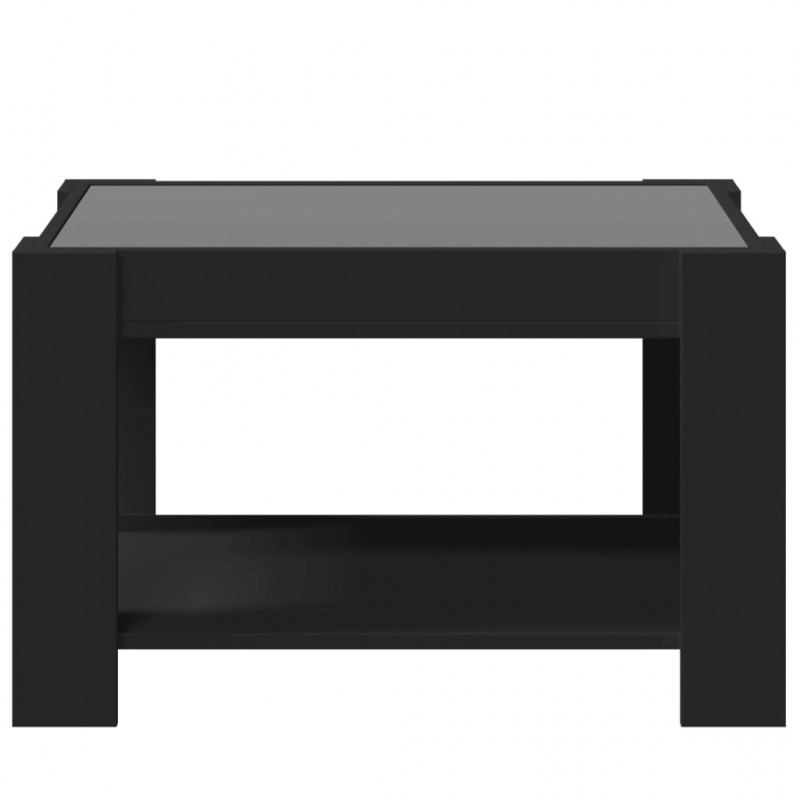 Stolik kawowy z LED czarny 73x53x45 cm, materiał drewnopochodny