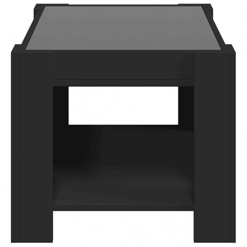Stolik kawowy z LED czarny 73x53x45 cm, materiał drewnopochodny